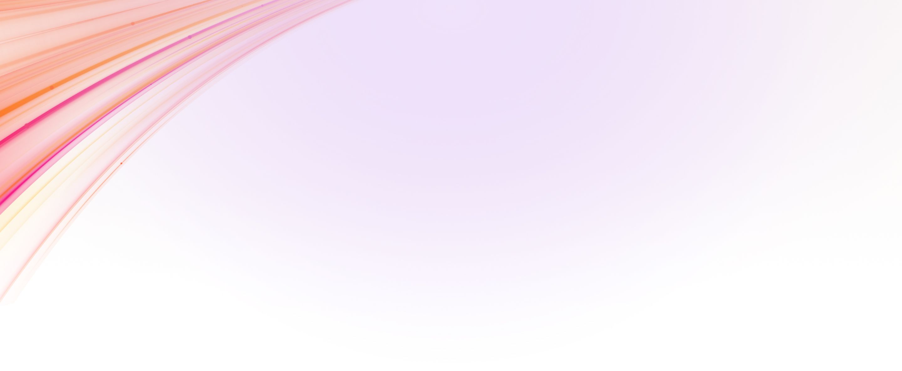 Abstract background with flowing orange and pink lines on a light purple and white gradient.