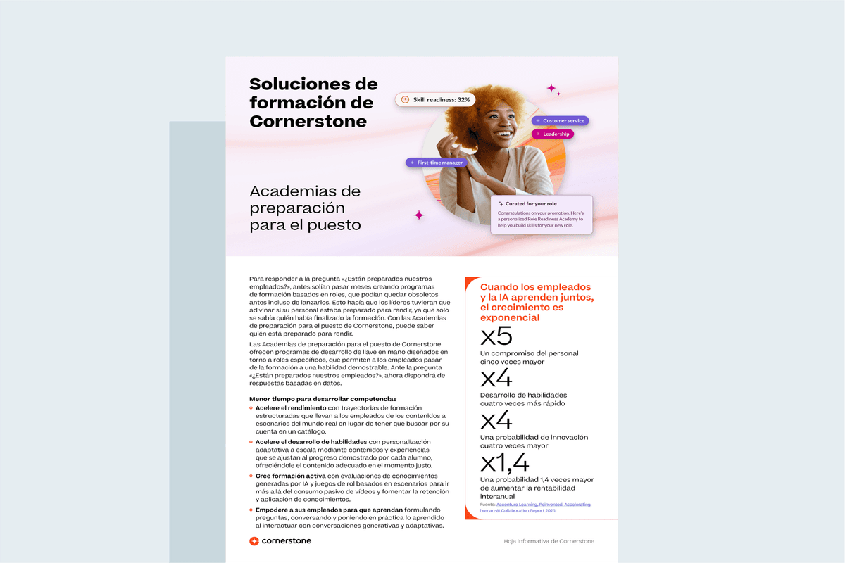 Hoja informativa de las Academias de preparación para el puesto de Cornerstone